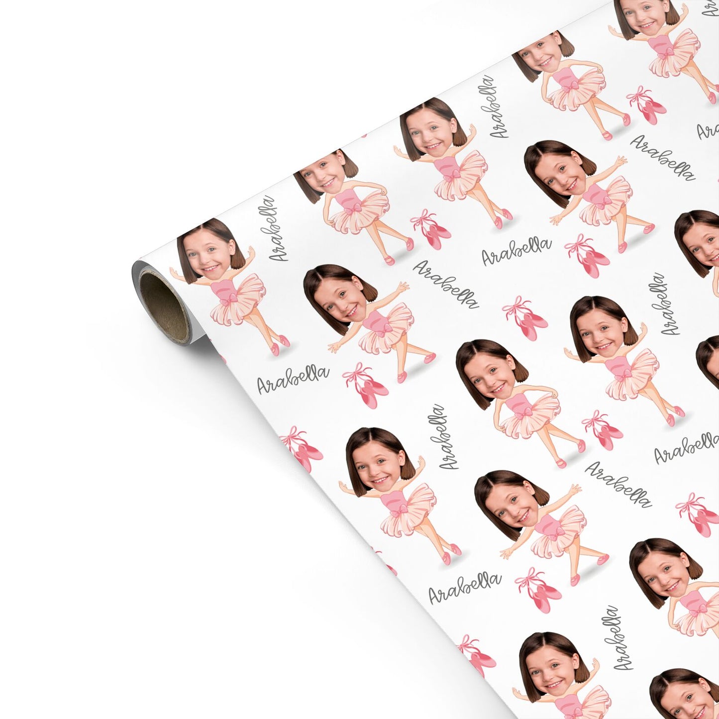 Girls Photo Face Ballerina Personalised Gift Wrap