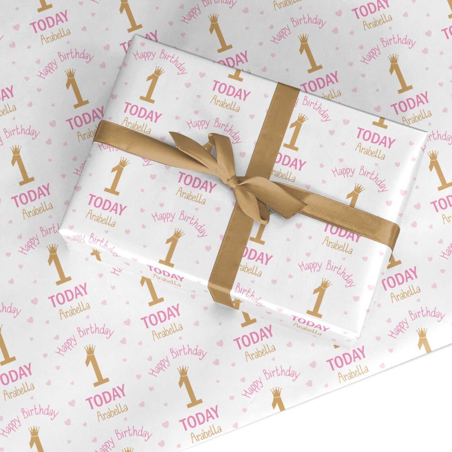 Girls Pink Personalised Birthday Custom Wrapping Paper