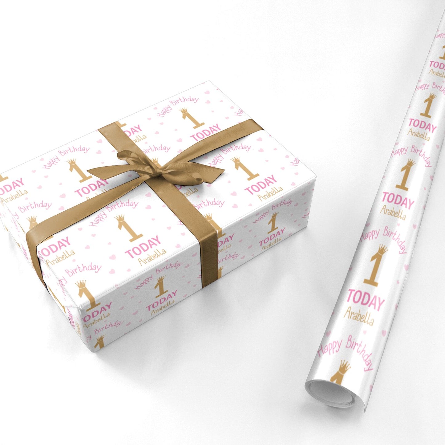 Girls Pink Personalised Birthday Personalised Wrapping Paper