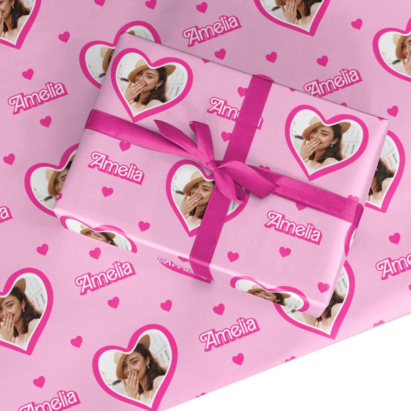 Girls Prink Photo Birthday Custom Wrapping Paper