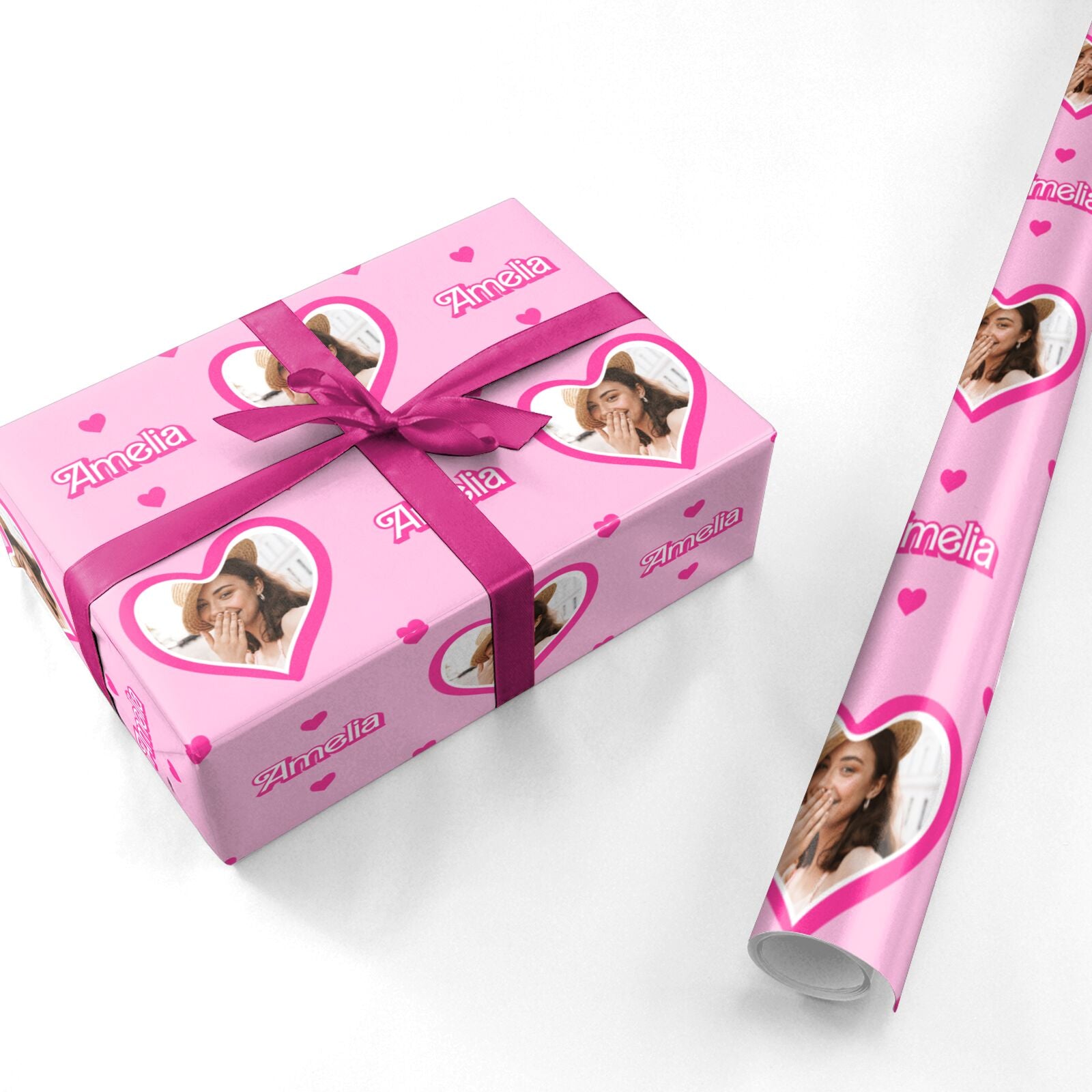 Girls Prink Photo Birthday Personalised Wrapping Paper