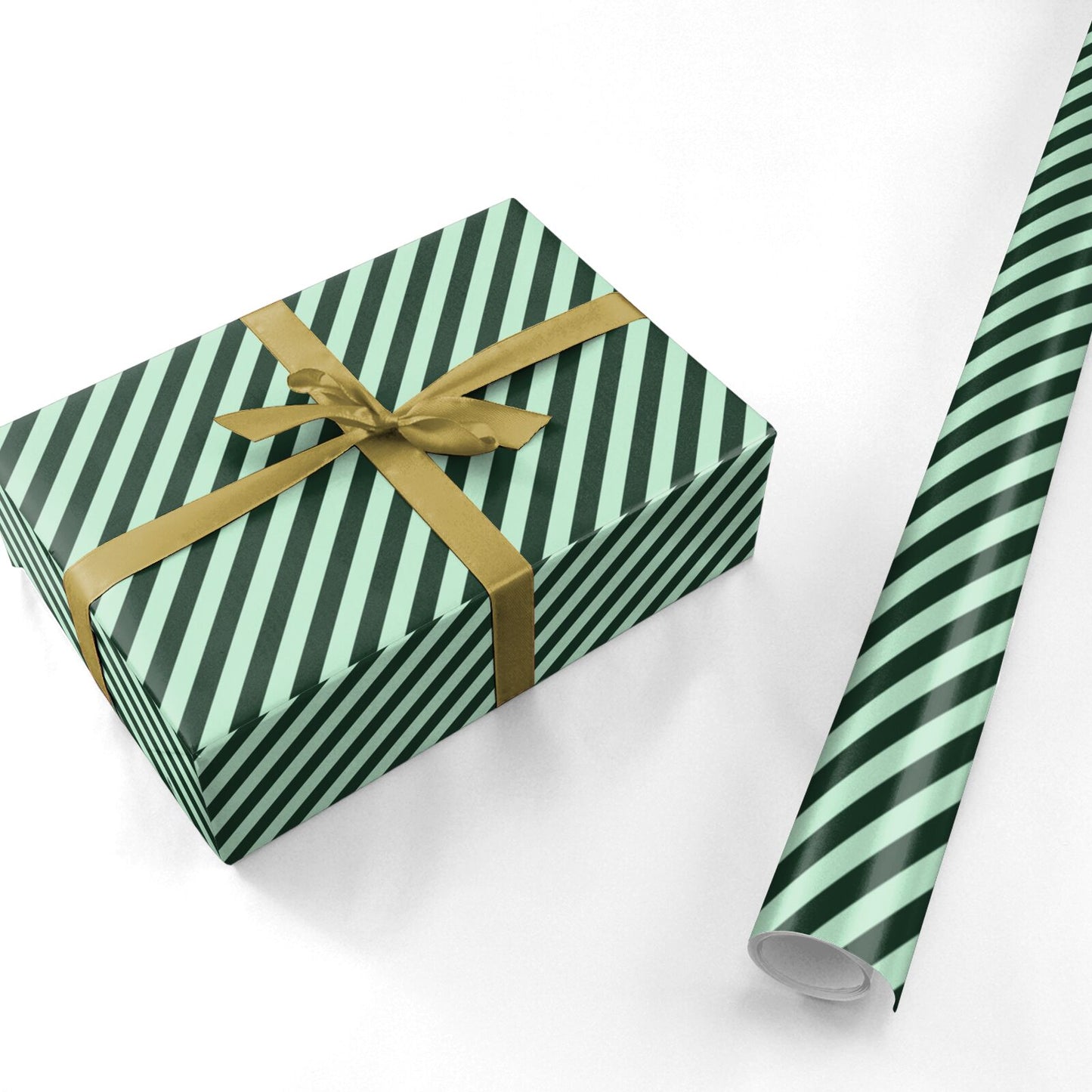 Green Candy Cane Stripe Personalised Wrapping Paper