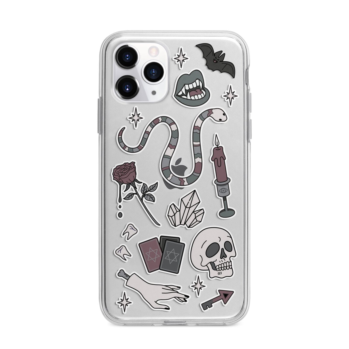 Halloween Spooky Stickers Apple iPhone 11 Pro in Silver with Bumper Case