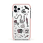 Halloween Spooky Stickers Apple iPhone 11 Pro in Silver with Pink Impact Case