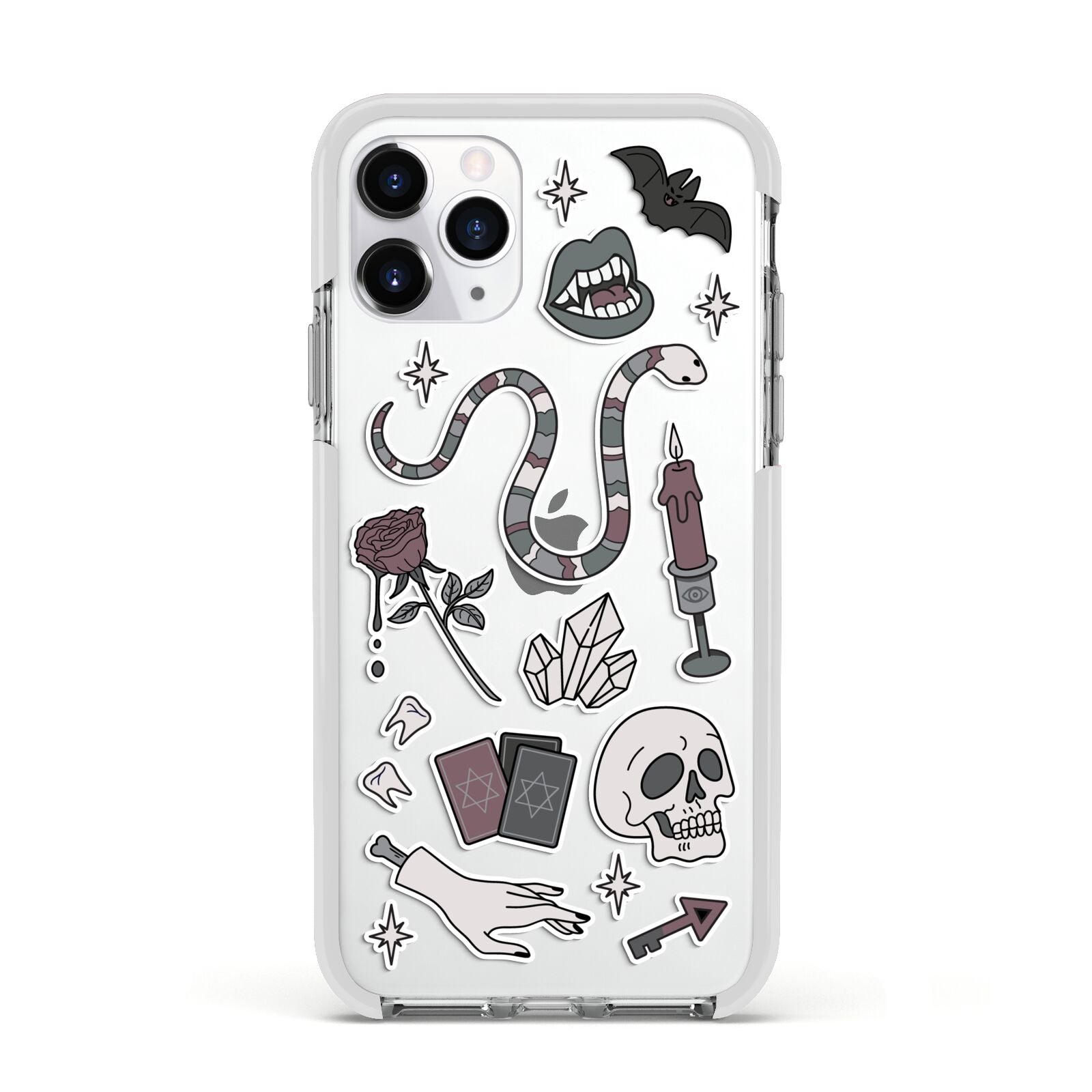 Halloween Spooky Stickers Apple iPhone 11 Pro in Silver with White Impact Case