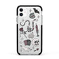 Halloween Spooky Stickers Apple iPhone 11 in White with Black Impact Case