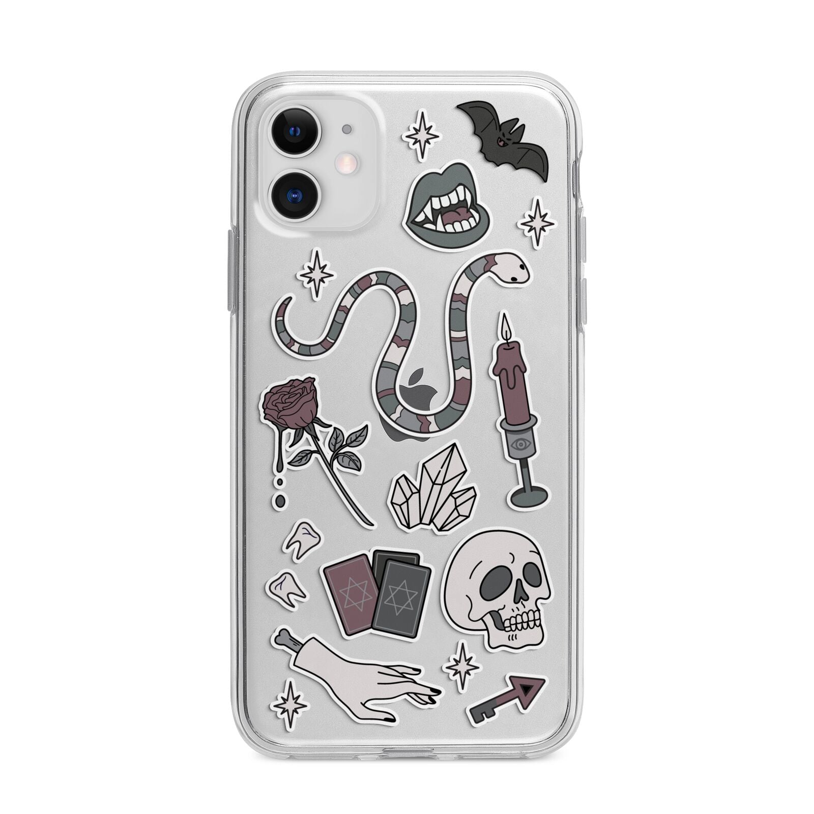 Halloween Spooky Stickers Apple iPhone 11 in White with Bumper Case