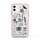 Halloween Spooky Stickers Apple iPhone 11 in White with Pink Impact Case