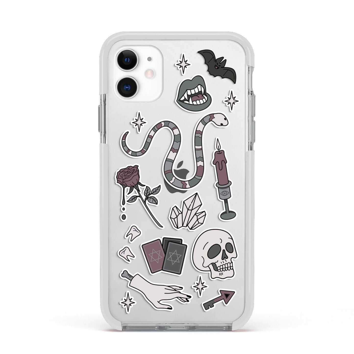 Halloween Spooky Stickers Apple iPhone 11 in White with White Impact Case