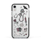 Halloween Spooky Stickers Apple iPhone XR Impact Case Black Edge on Silver Phone