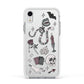 Halloween Spooky Stickers Apple iPhone XR Impact Case White Edge on Silver Phone