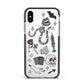 Halloween Spooky Stickers Apple iPhone Xs Impact Case Black Edge on Silver Phone