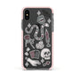 Halloween Spooky Stickers Apple iPhone Xs Impact Case Pink Edge on Black Phone