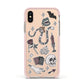 Halloween Spooky Stickers Apple iPhone Xs Impact Case Pink Edge on Gold Phone