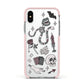 Halloween Spooky Stickers Apple iPhone Xs Impact Case Pink Edge on Silver Phone