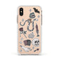 Halloween Spooky Stickers Apple iPhone Xs Impact Case White Edge on Gold Phone