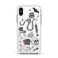 Halloween Spooky Stickers Apple iPhone Xs Impact Case White Edge on Silver Phone