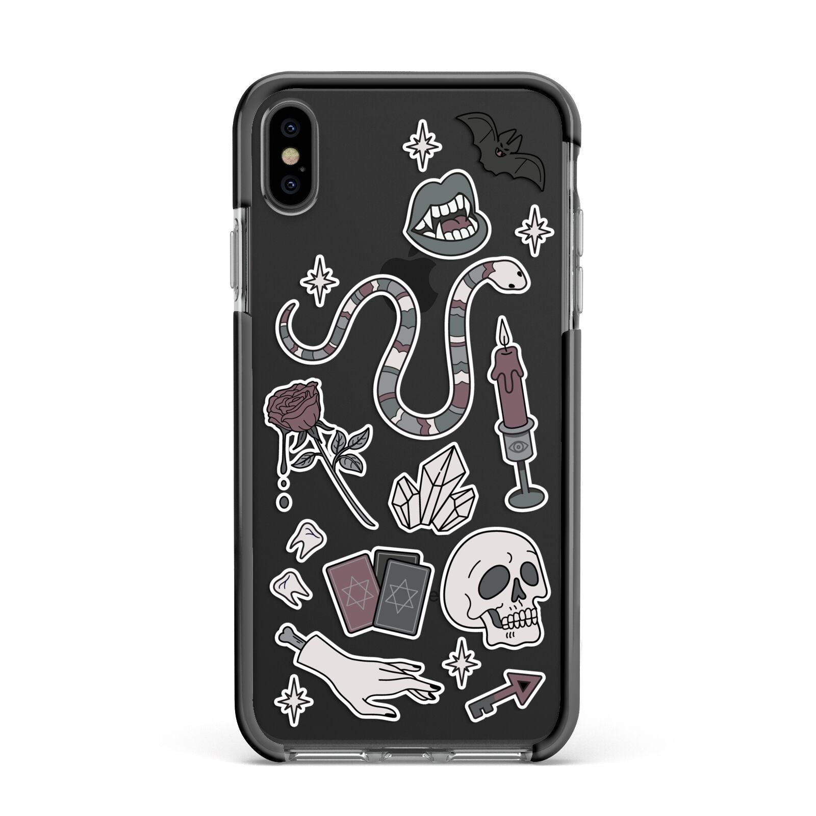 Halloween Spooky Stickers Apple iPhone Xs Max Impact Case Black Edge on Black Phone