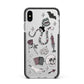 Halloween Spooky Stickers Apple iPhone Xs Max Impact Case Black Edge on Silver Phone