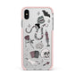 Halloween Spooky Stickers Apple iPhone Xs Max Impact Case Pink Edge on Silver Phone