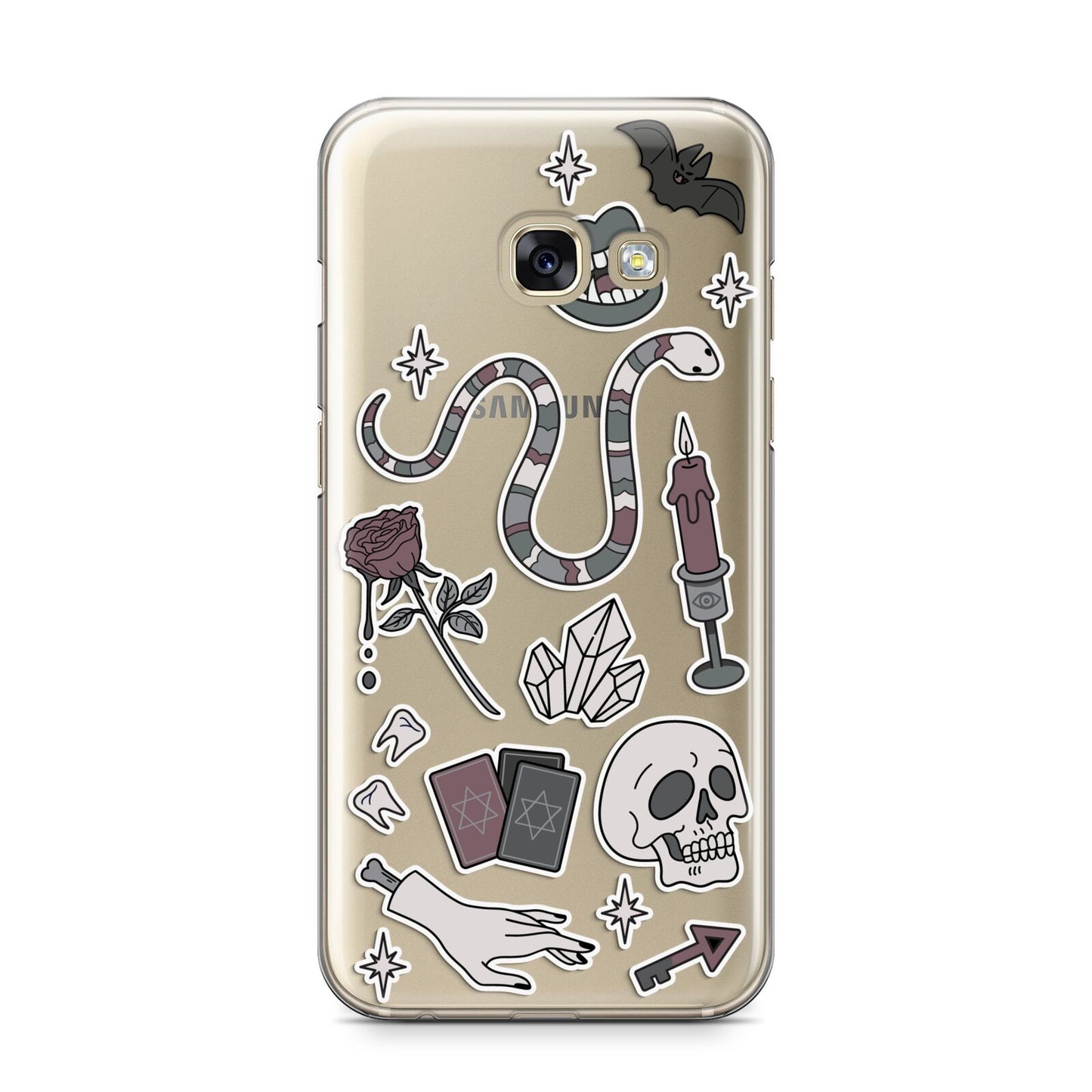 Halloween Spooky Stickers Samsung Galaxy A3 2017 Case on gold phone