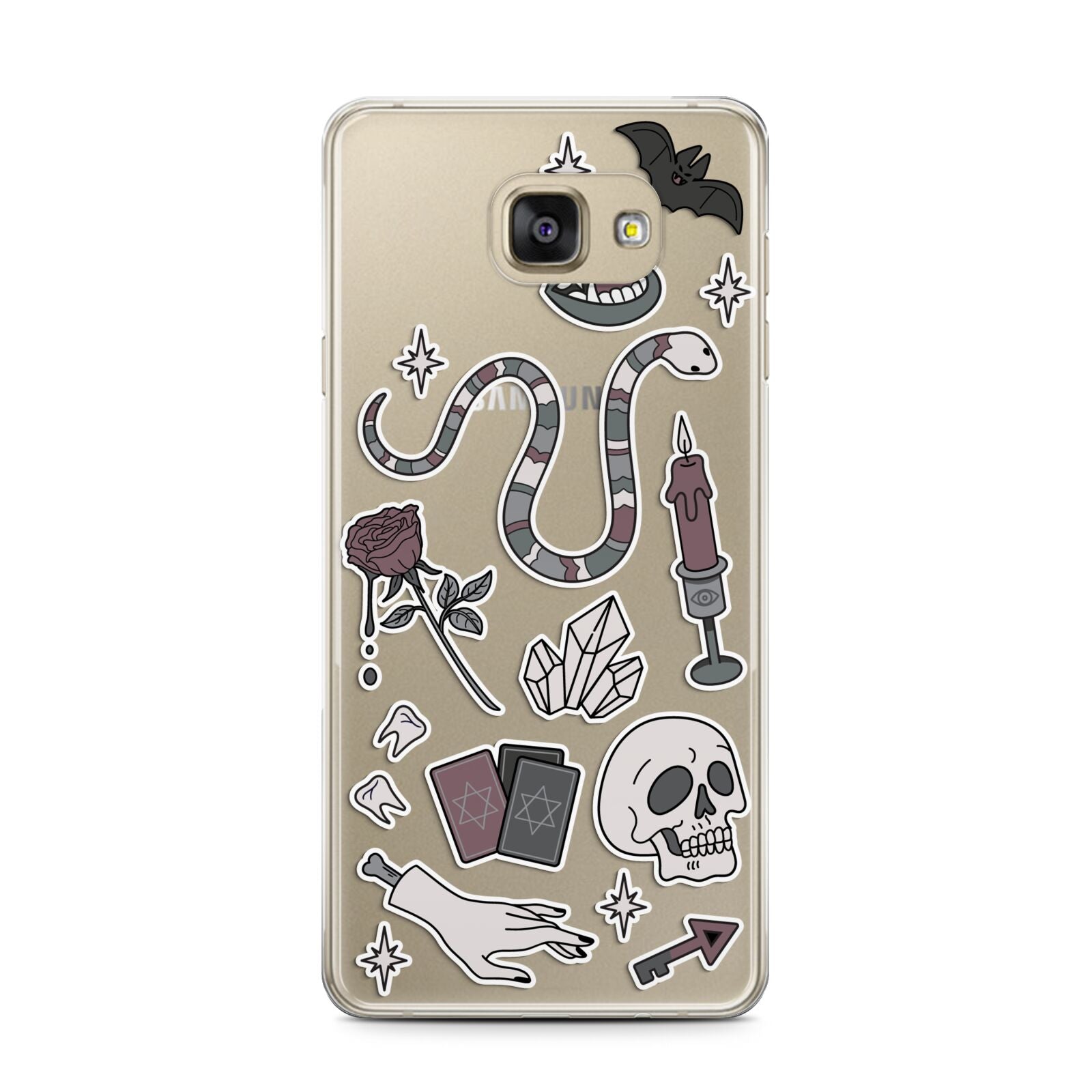 Halloween Spooky Stickers Samsung Galaxy A7 2016 Case on gold phone