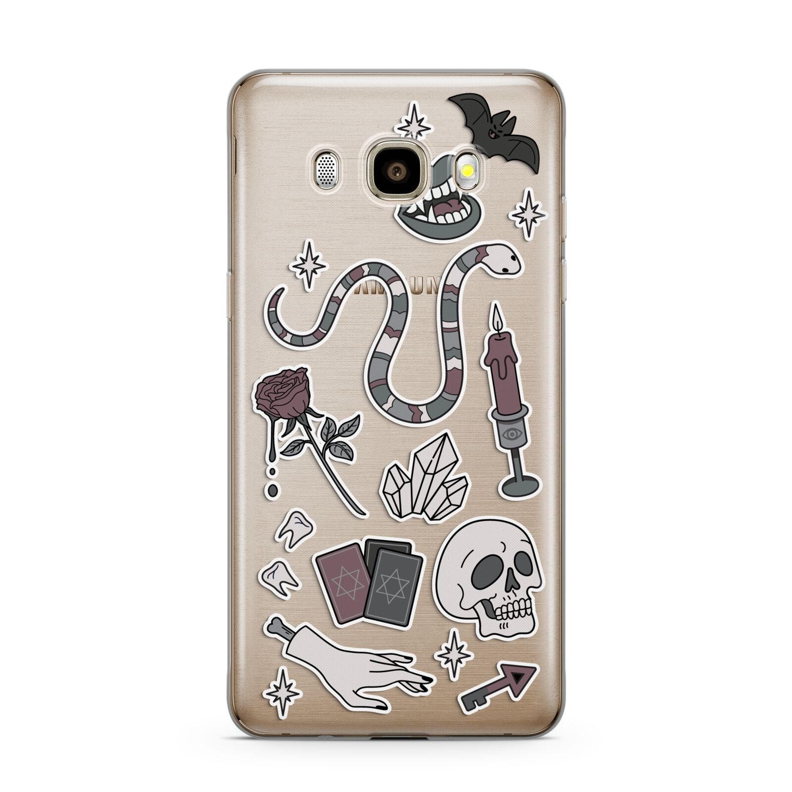 Halloween Spooky Stickers Samsung Galaxy J7 2016 Case on gold phone