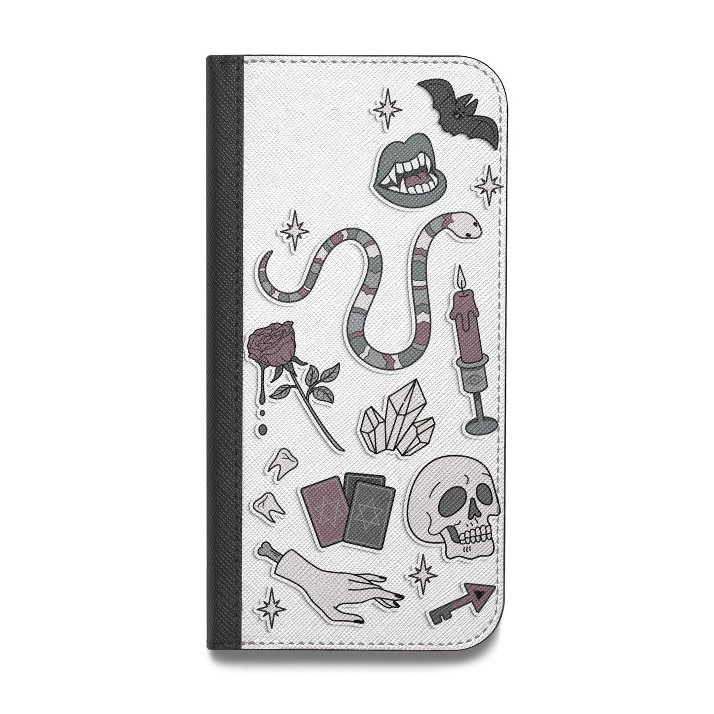 Halloween Spooky Stickers Vegan Leather Flip iPhone Case