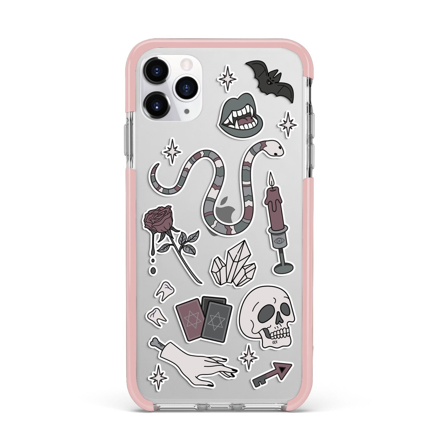 Halloween Spooky Stickers iPhone 11 Pro Max Impact Pink Edge Case