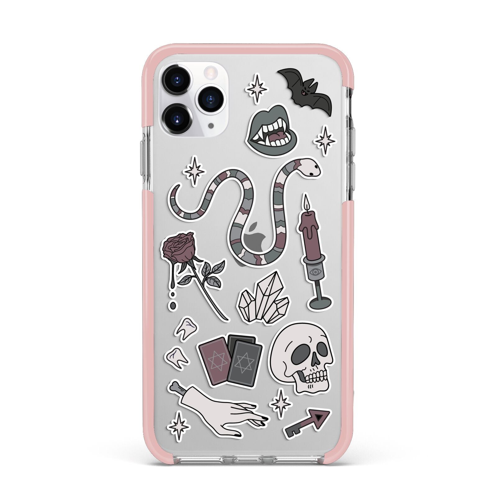 Halloween Spooky Stickers iPhone 11 Pro Max Impact Pink Edge Case