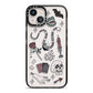 Halloween Spooky Stickers iPhone 13 Black Impact Case on Silver phone