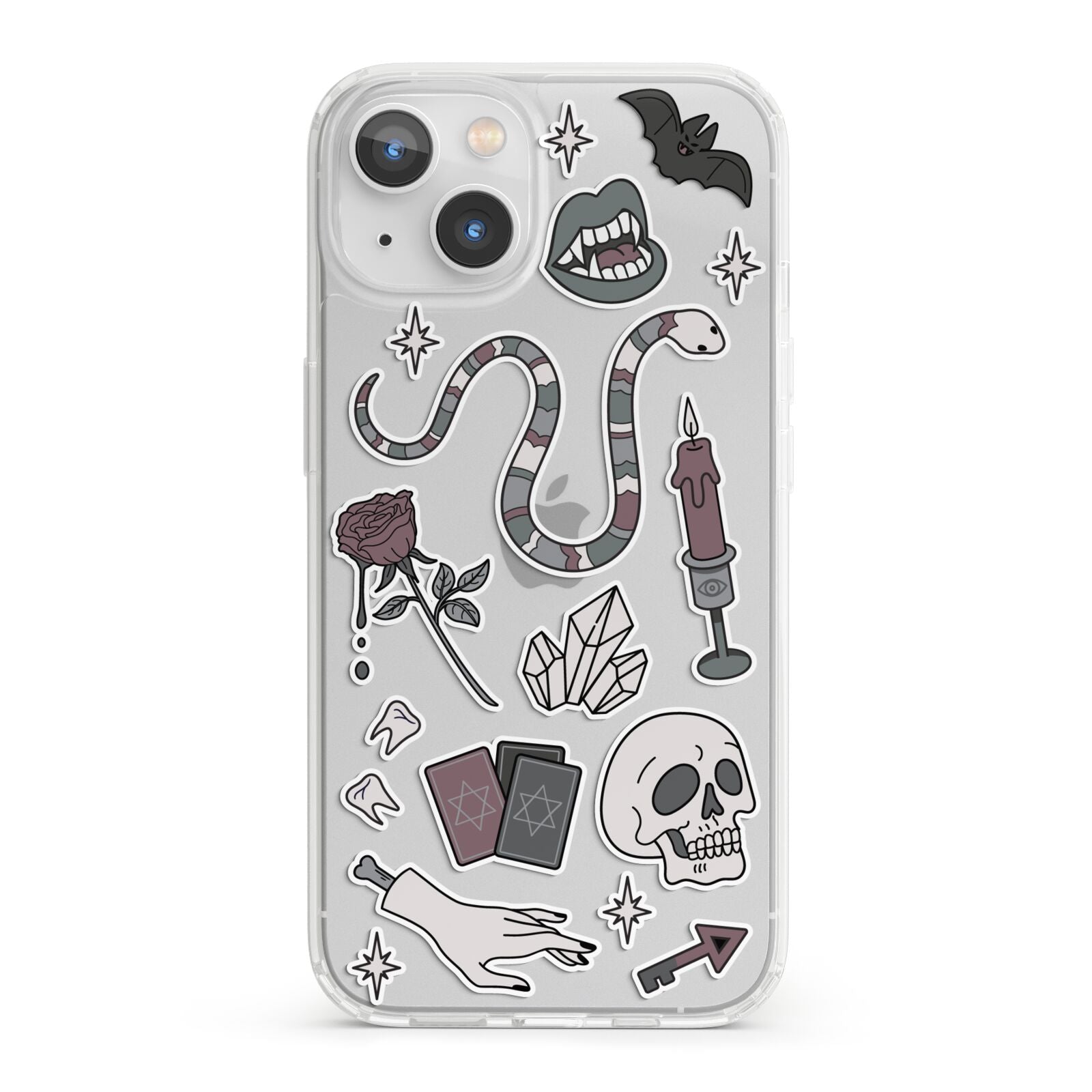 Halloween Spooky Stickers iPhone 13 Clear Bumper Case