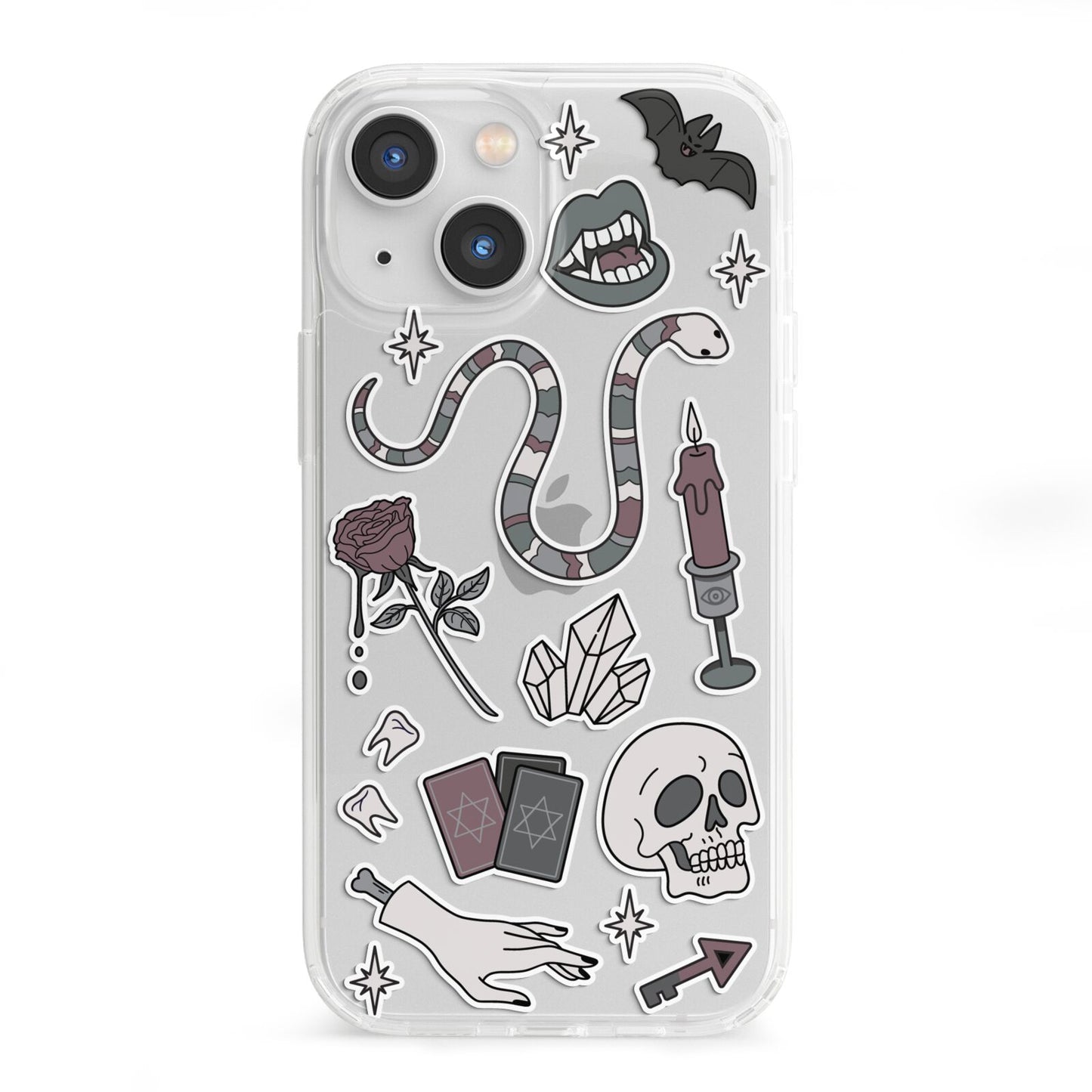 Halloween Spooky Stickers iPhone 13 Mini Clear Bumper Case