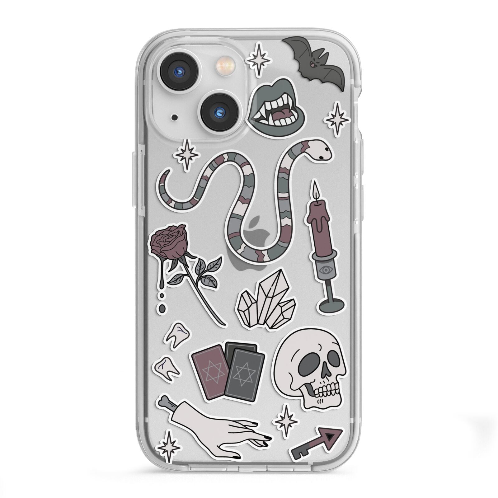 Halloween Spooky Stickers iPhone 13 Mini TPU Impact Case with White Edges