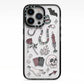 Halloween Spooky Stickers iPhone 13 Pro Black Impact Case on Silver phone