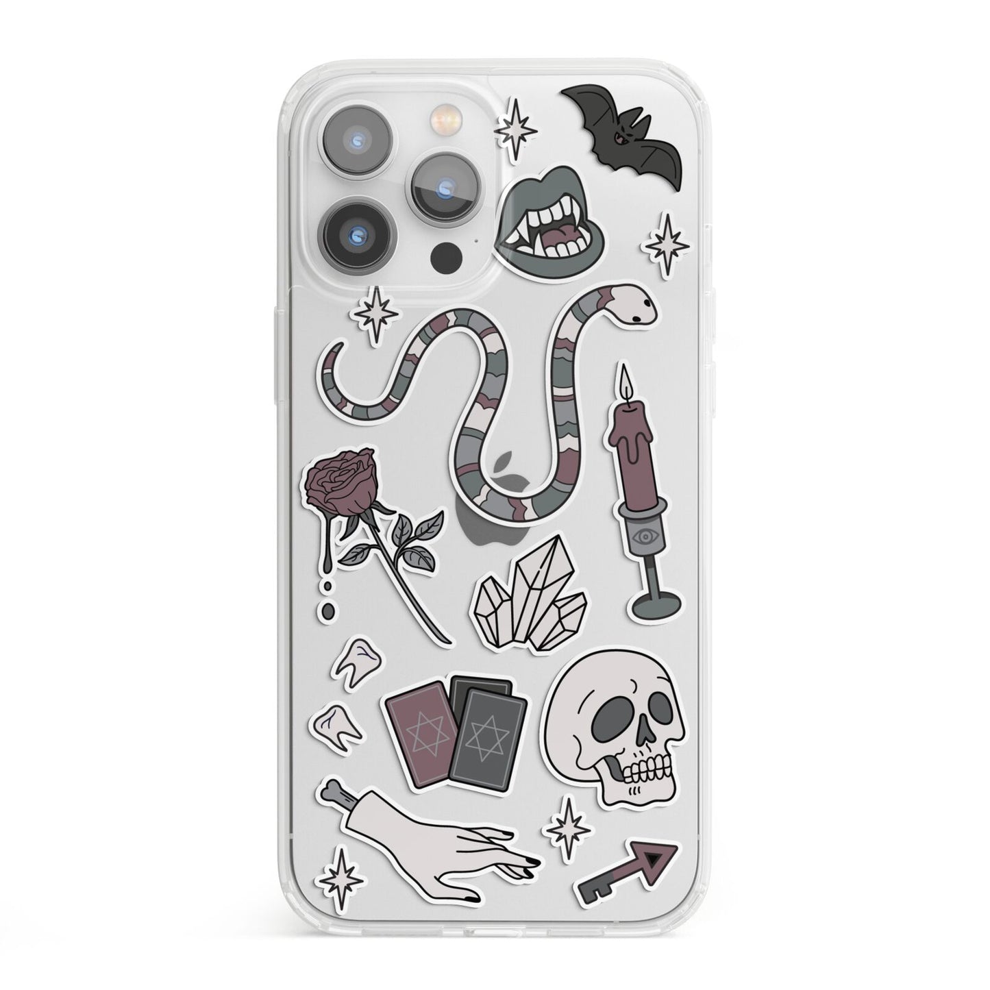 Halloween Spooky Stickers iPhone 13 Pro Max Clear Bumper Case