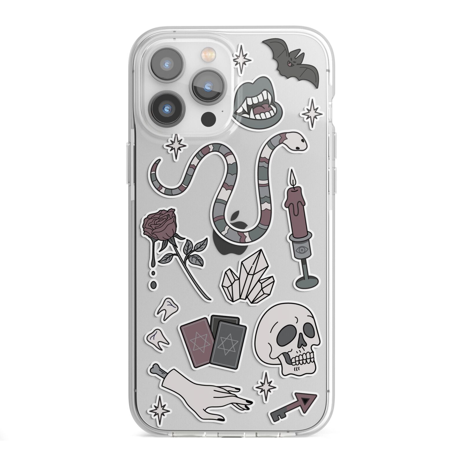 Halloween Spooky Stickers iPhone 13 Pro Max TPU Impact Case with White Edges