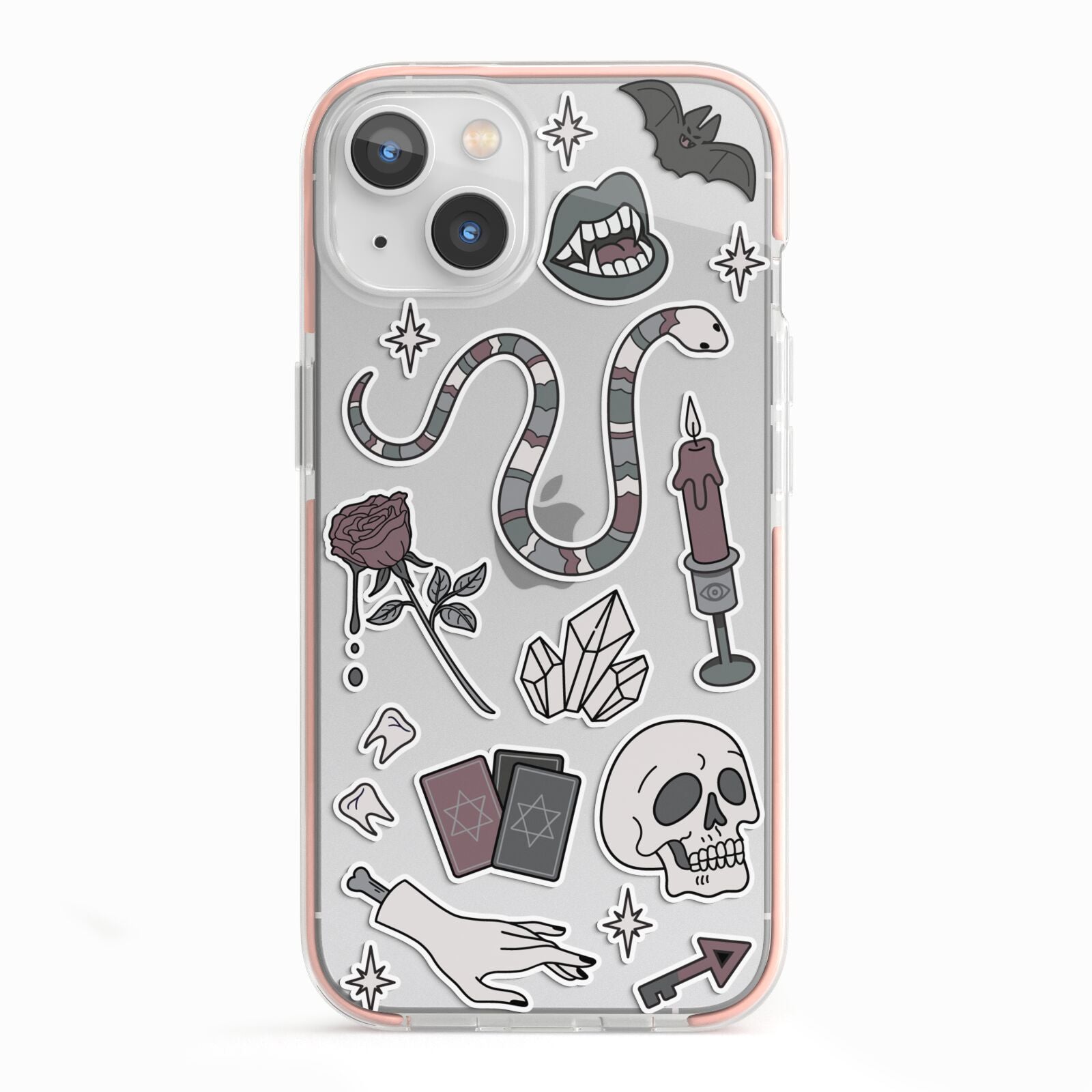 Halloween Spooky Stickers iPhone 13 TPU Impact Case with Pink Edges