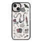 Halloween Spooky Stickers iPhone 14 Black Impact Case on Silver phone