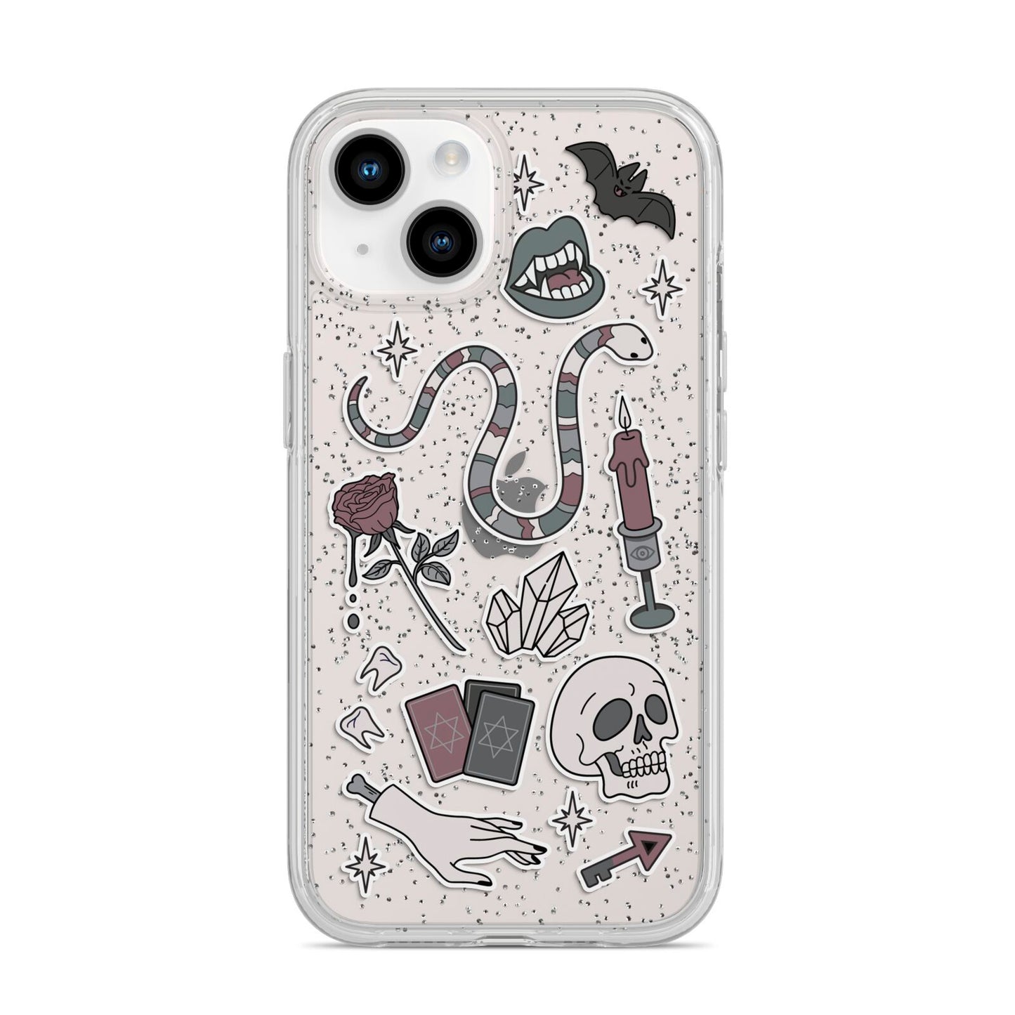 Halloween Spooky Stickers iPhone 14 Glitter Tough Case Starlight