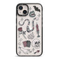 Halloween Spooky Stickers iPhone 14 Plus Black Impact Case on Silver phone