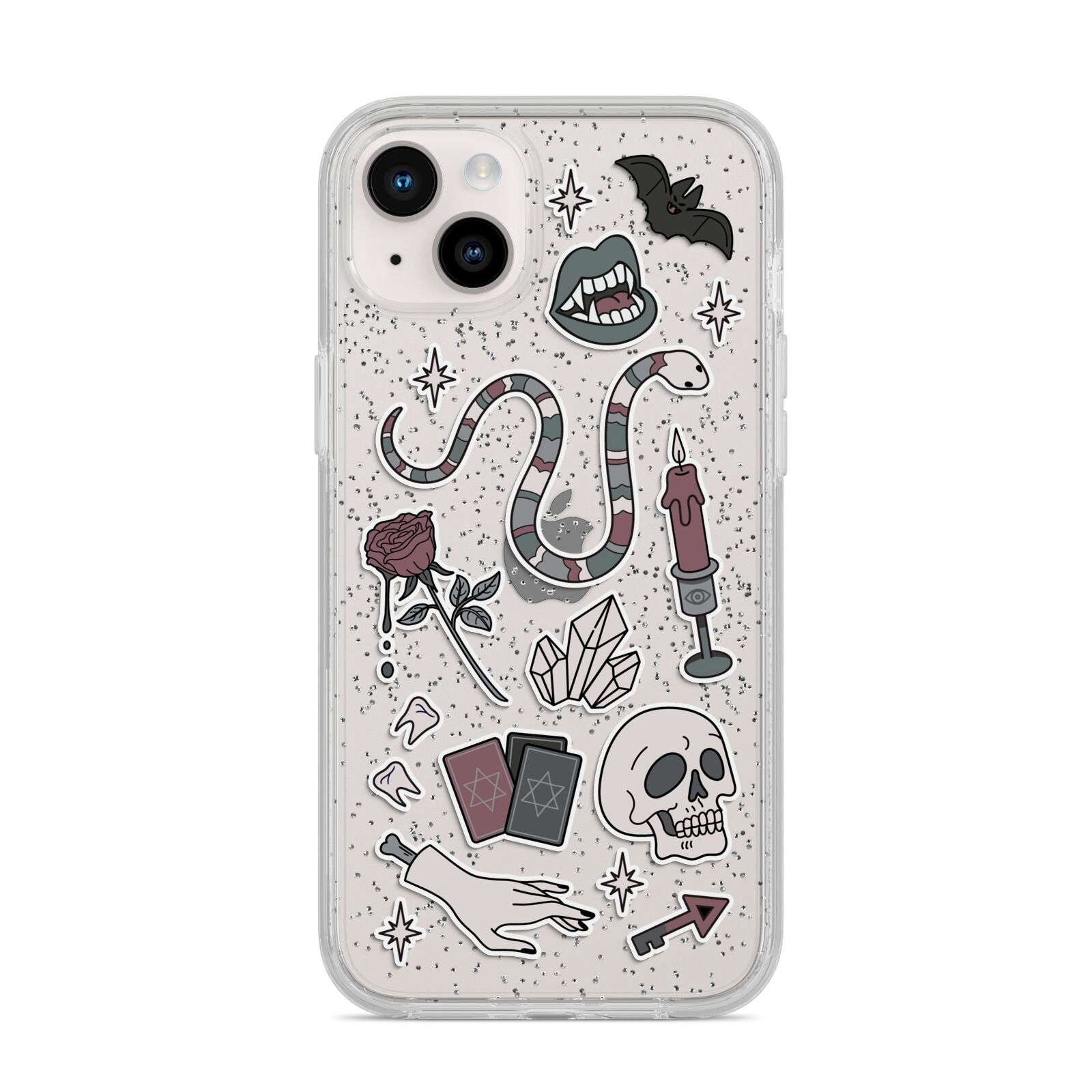 Halloween Spooky Stickers iPhone 14 Plus Glitter Tough Case Starlight