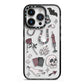 Halloween Spooky Stickers iPhone 14 Pro Black Impact Case on Silver phone