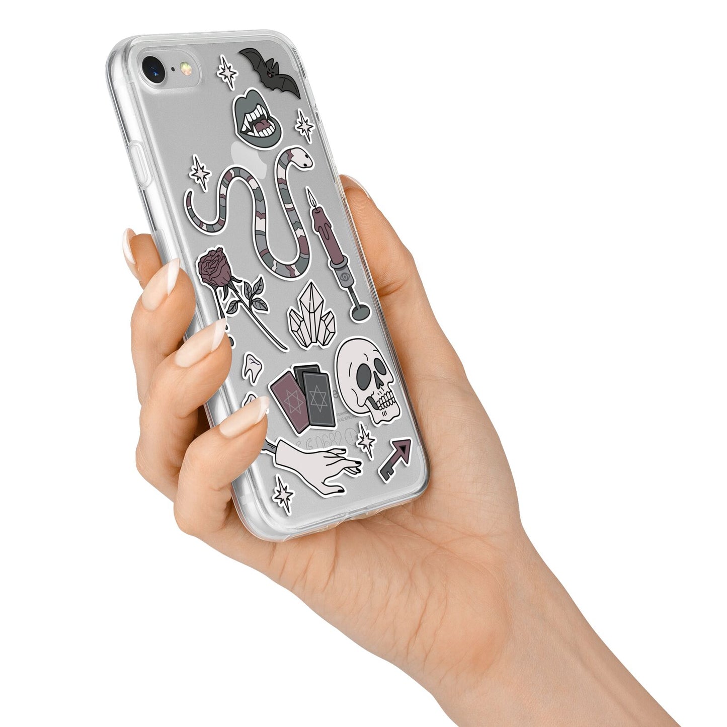 Halloween Spooky Stickers iPhone 7 Bumper Case on Silver iPhone Alternative Image