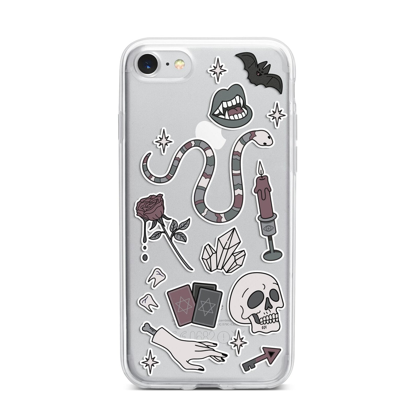 Halloween Spooky Stickers iPhone 7 Bumper Case on Silver iPhone