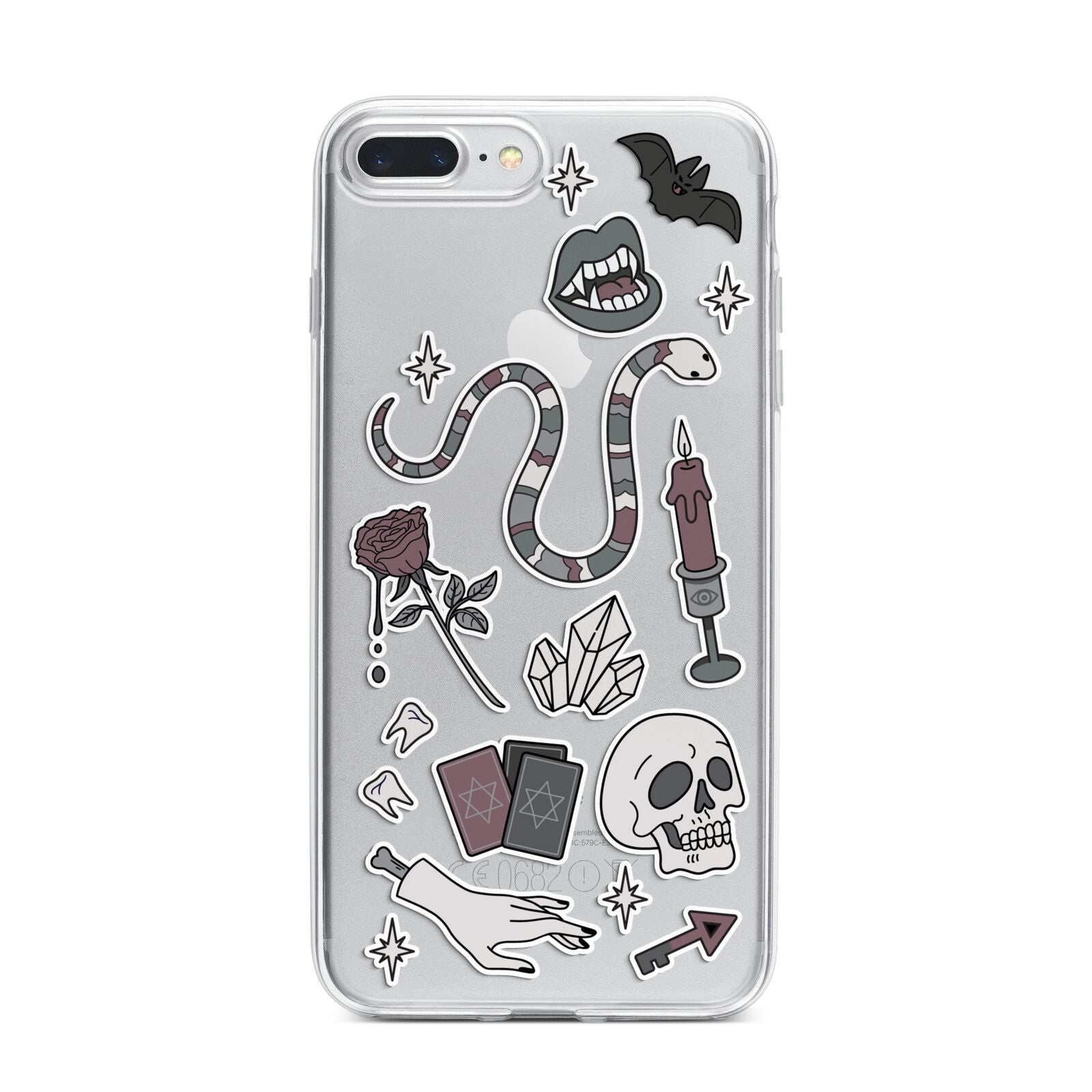 Halloween Spooky Stickers iPhone 7 Plus Bumper Case on Silver iPhone