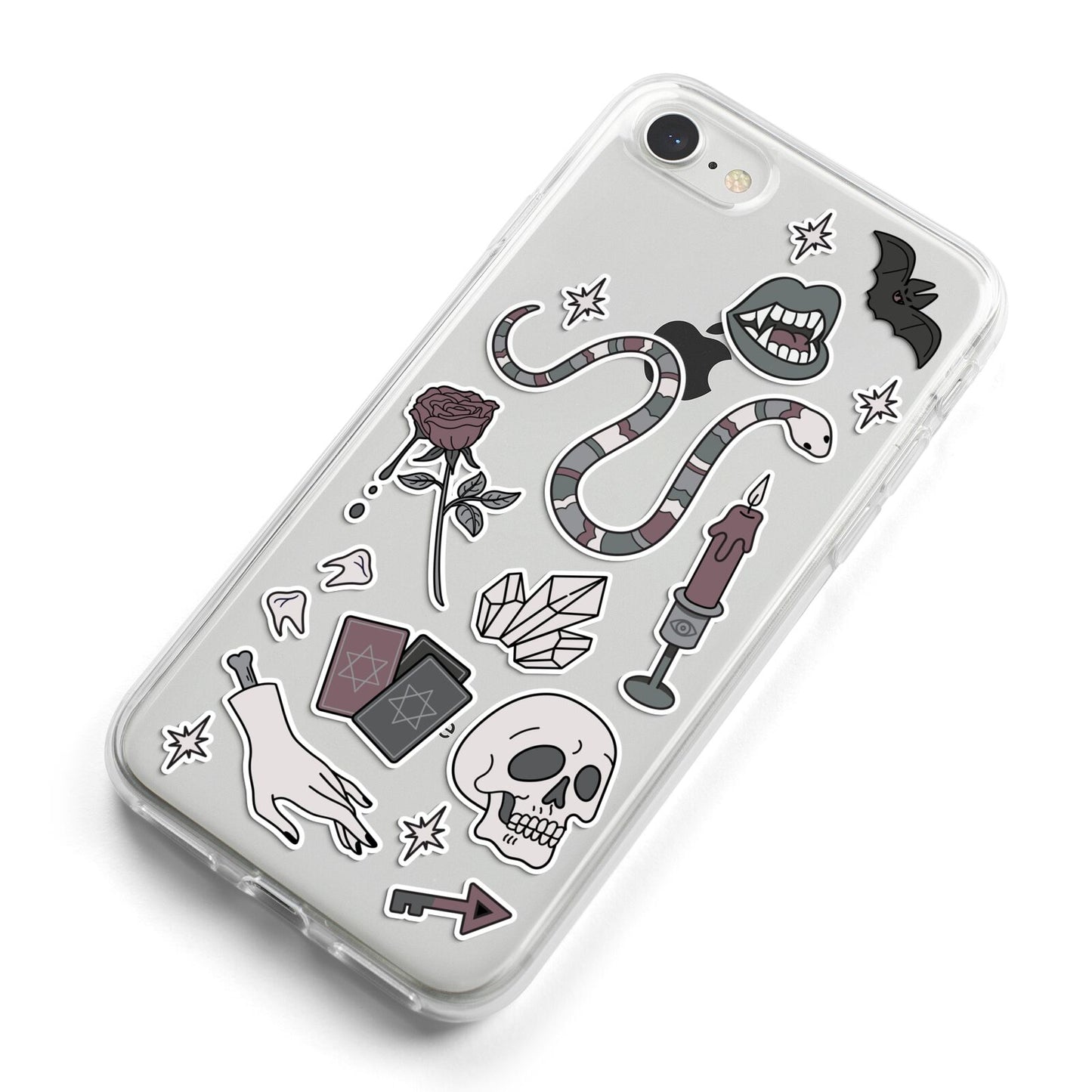 Halloween Spooky Stickers iPhone 8 Bumper Case on Silver iPhone Alternative Image