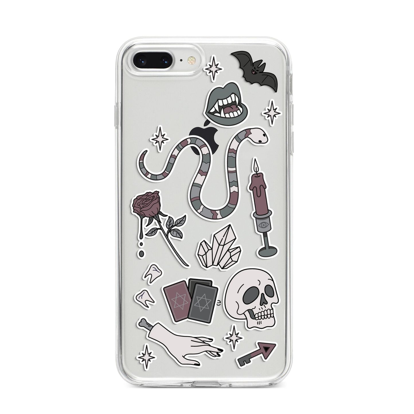 Halloween Spooky Stickers iPhone 8 Plus Bumper Case on Silver iPhone