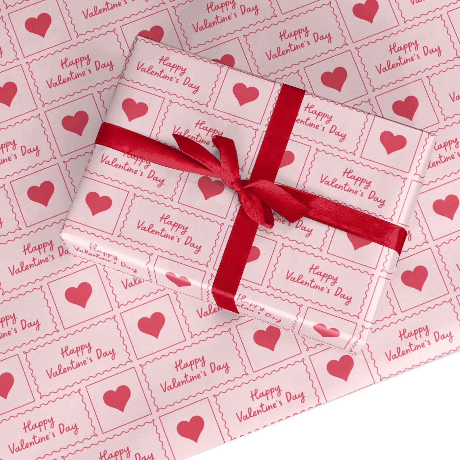 Happy Valentines Day Pink Heart Custom Wrapping Paper