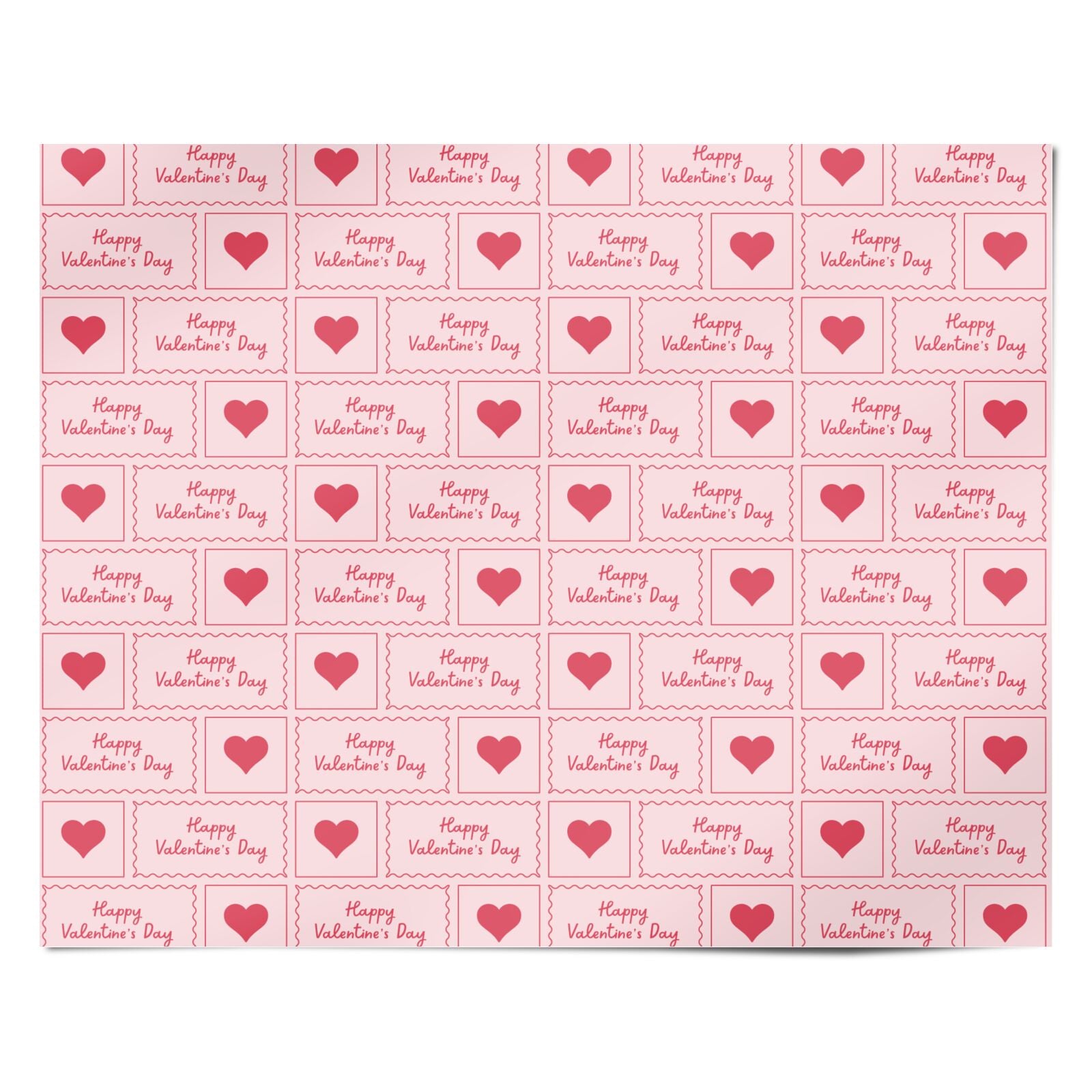 Happy Valentines Day Pink Heart Personalised Wrapping Paper Alternative